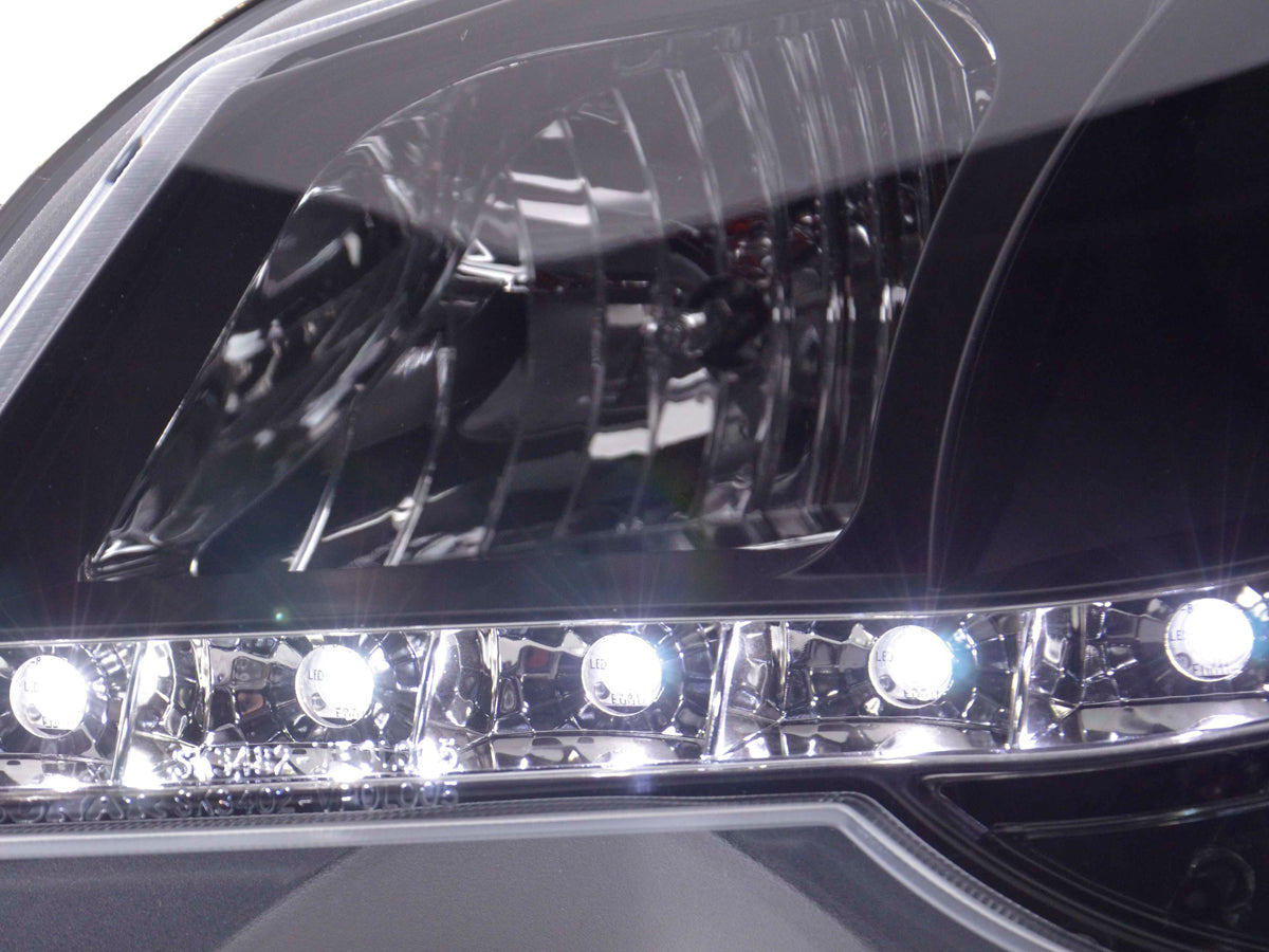 Scheinwerfer Set Daylight LED TFL-Optik VW Polo Typ 9N3 05-09 schwarz Scheinwerfer Set Daylight LED TFL-Optik VW Polo Typ 9N3 05-09 schwarz